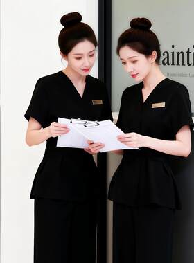 新款酒店医美餐饮美甲美容院工作服女套装高端前台顾问美容师店长