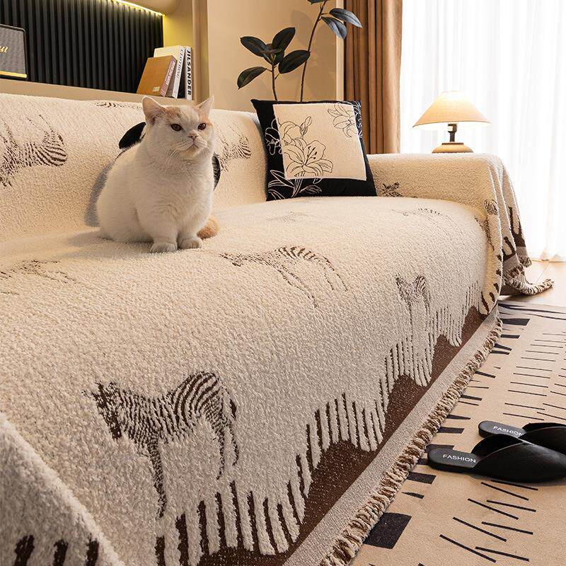 法式奶油风沙发盖布巾四季通用高级感全包沙发套罩坐垫盖布毯子