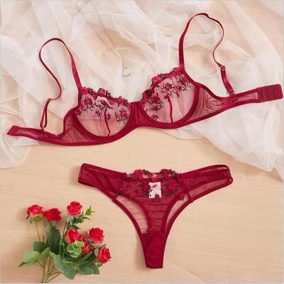 Sexy French lingerie embroidered lace bra set 法式内衣纯欲风