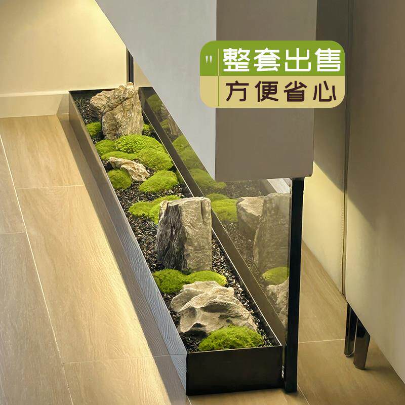高端彷真绿色植物轻奢小型玄关地台造景组合苔藓花店展厅大型室内
