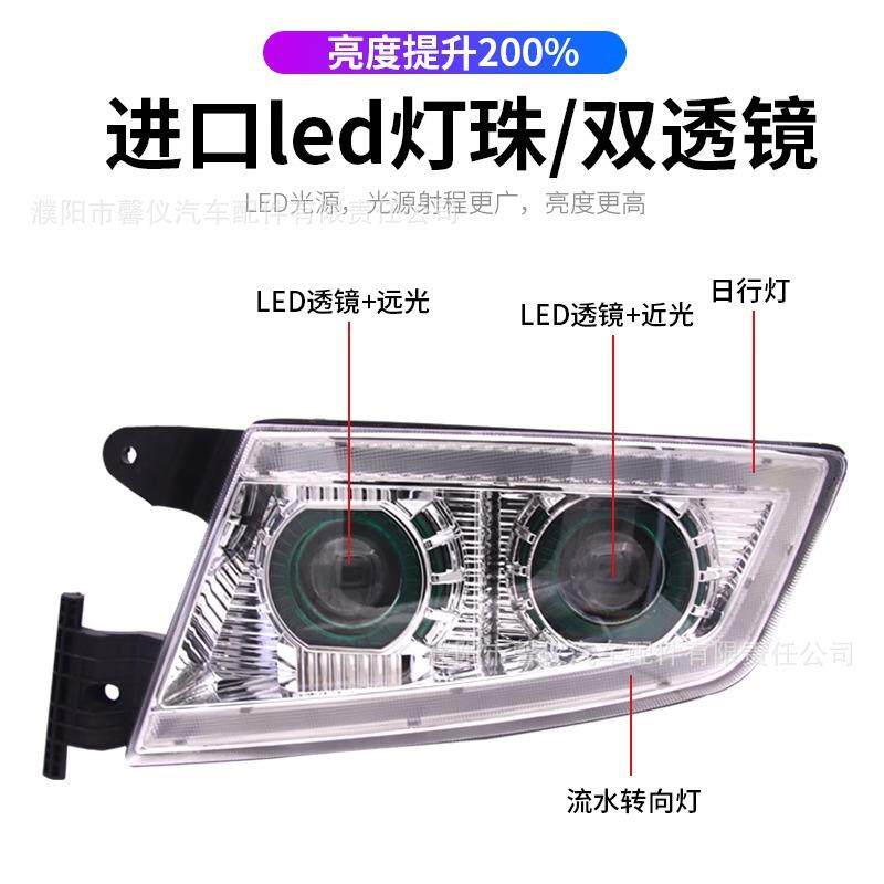 适用重汽汕德卡全LED大灯总成C7HC5原厂改装双透镜流水转向日行灯
