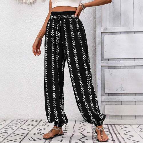 plus size striped print pants casual comfy loose trousers