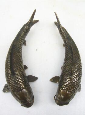 金属工艺品仿古铜鲤鱼居家办公创意铜对鱼装饰摆件