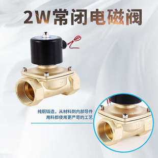 6分水阀气阀AC220V 常闭电磁阀 2W200 DC24V线圈 20铜气动2W