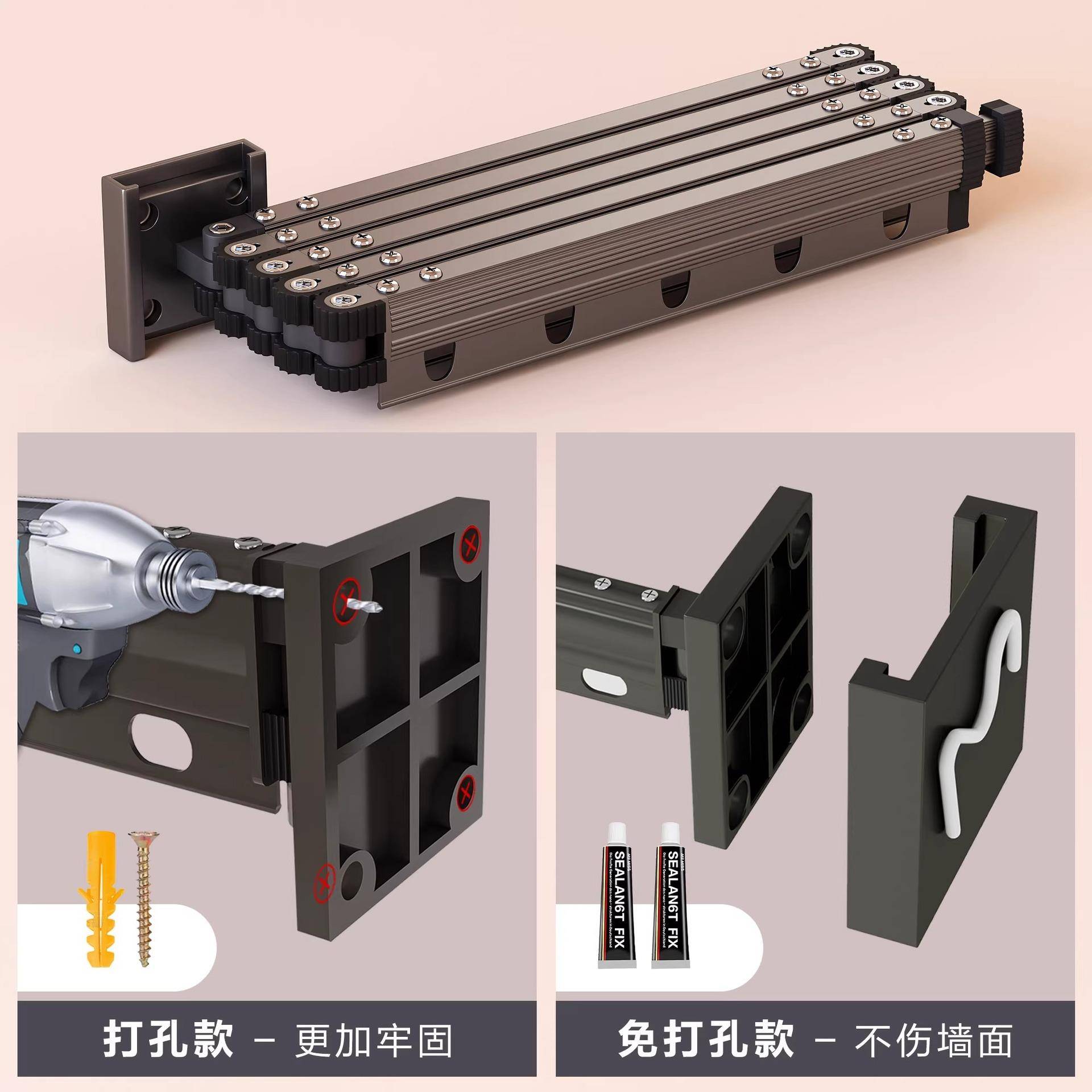 折帘GKZD粘胶叠杆干浴室浴帘折叠隐形卫生间洗澡遮隔挡防水断湿分