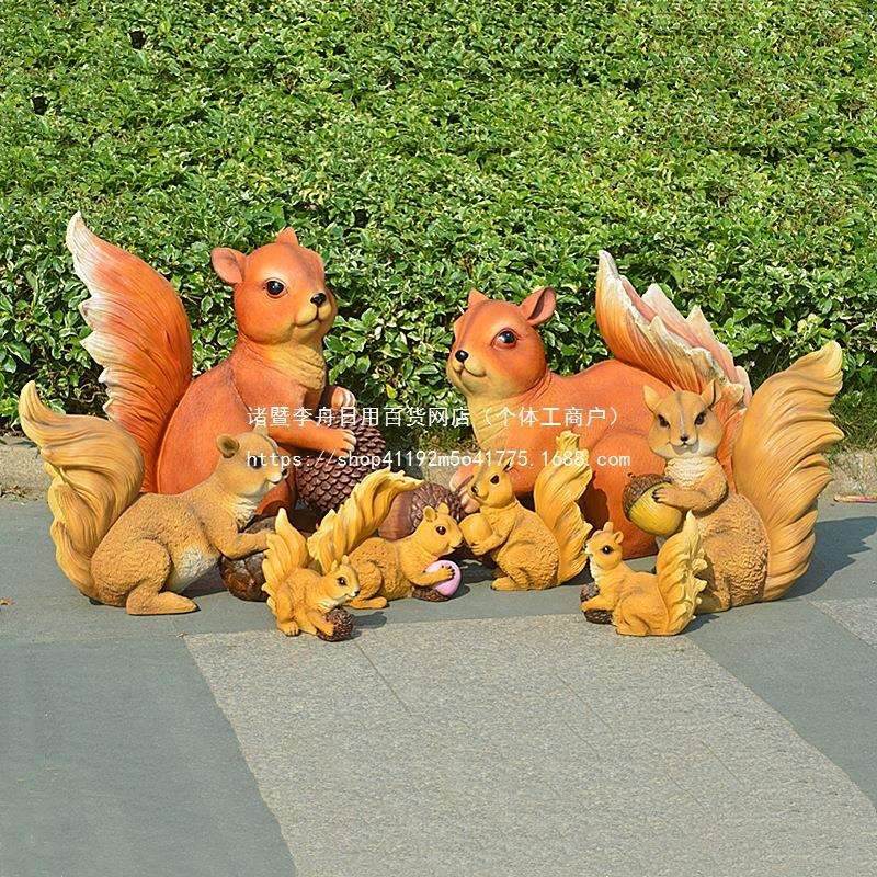 花园景观雕塑松鼠摆件动物模型家居装饰品景观制作树脂工艺品摆饰