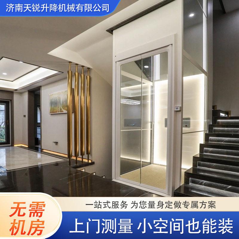 自建房家用观光电梯电动液压升降平台二层别墅自建房玻璃门电梯