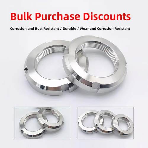 304不锈钢圆螺母开槽螺母GB810轴承锁紧细牙止退小并帽园螺帽定做