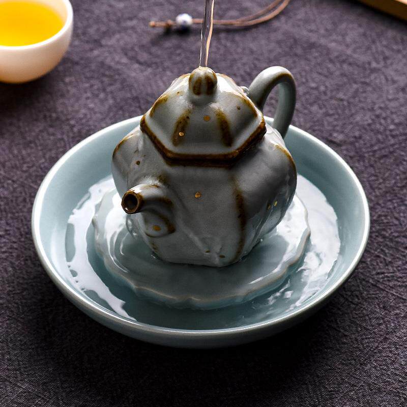 天青汝窑壶承陶瓷家用干泡台开片养壶垫茶托盘盖碗茶座隔热垫配件