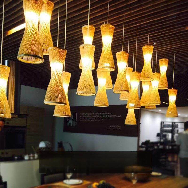 简约现代手工竹编吊灯日式灯欧式吊灯餐厅灯客厅顶竹灯具