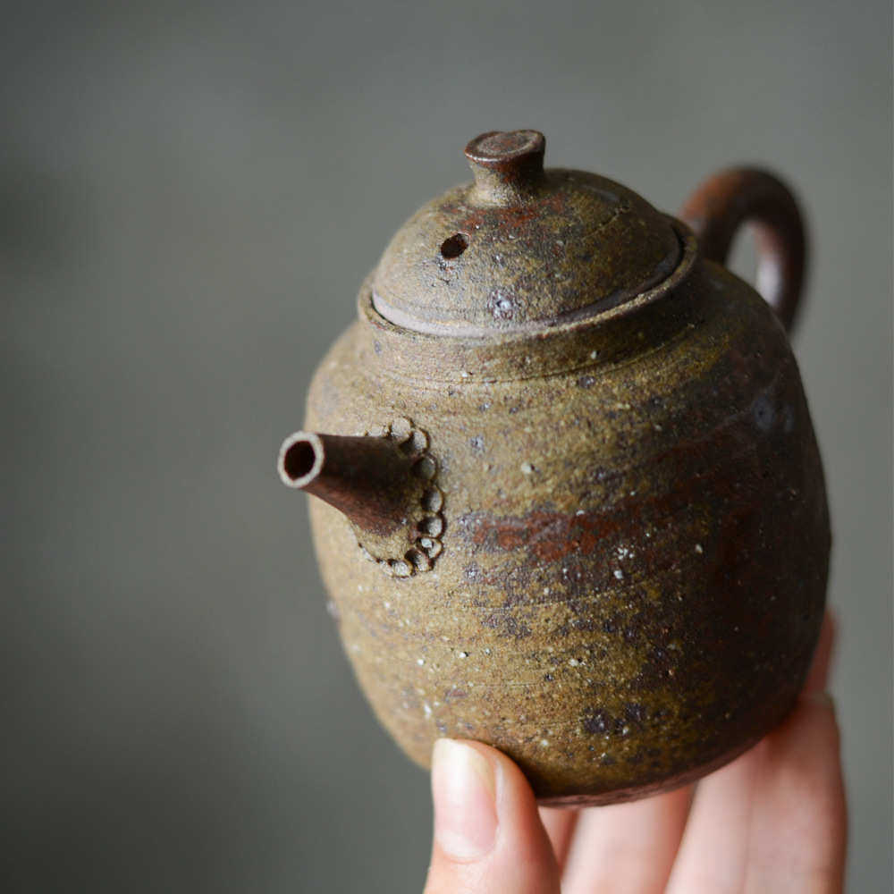 老烧茶壶壶岩陶瓷正陶壶景德镇粗古陶台湾柴纯手工泡茶把天然泥壶