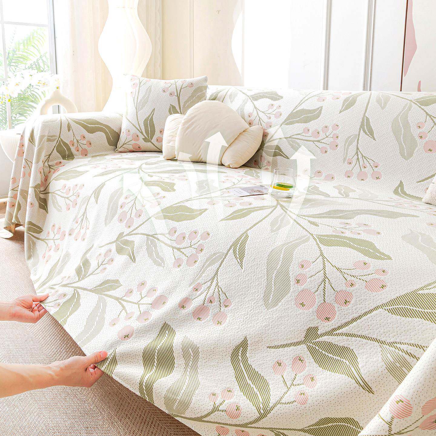 蔓越家 凉豆豆 夏季凉感冰丝沙发套罩巾全包一片式夏天沙发盖布