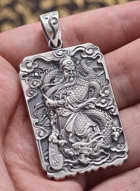 高档饰999纯银关公吊坠关二爷 羽 男泰银项炼上尊关男饰国风中品