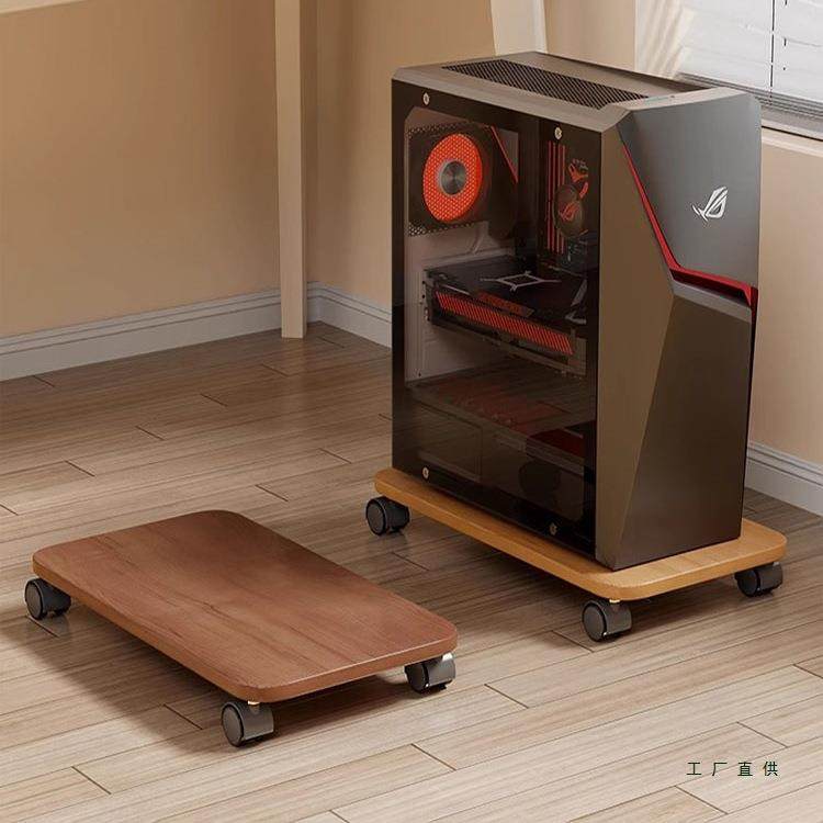 实木家用落地可移动打印机置物架多功能主机箱托架台式电脑主机架