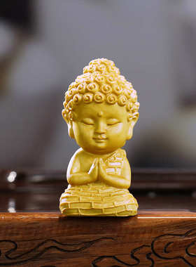 神像版件宝宝家居饰品底座黄杨手把莲花q佛释迦牟尼中式摆件木雕