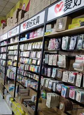 超市货架单双面挂钩货架文具店书本货架钢木可调节文体店货架