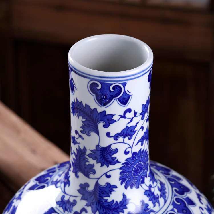青花瓷陶瓷花瓶釉下彩缠枝莲现代时尚花瓶古典装饰工艺品酒柜摆件,家居饰品,花瓶,淘宝优惠券,粉丝福利购,淘宝优惠卷