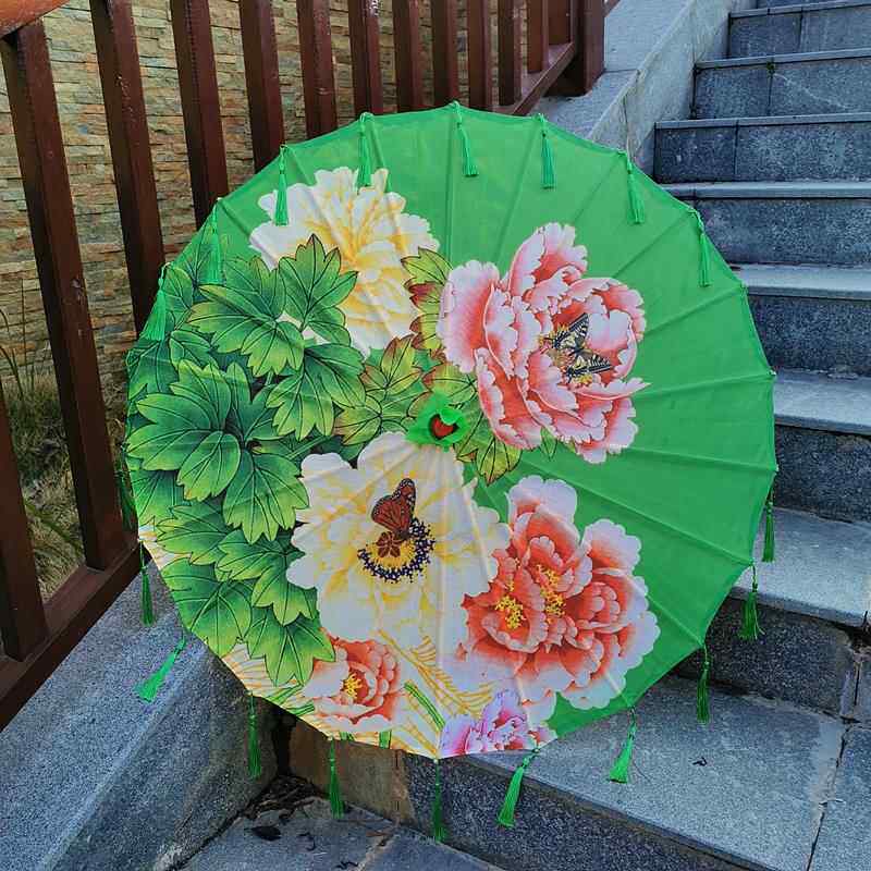 包邮走秀道具伞旗袍流苏伞布古装伞汉服油纸伞红色古典伞绿色舞伞