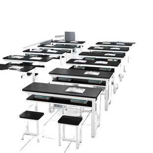 MHY课桌椅培训机构学习桌学校辅导班补习班圆角书桌双人课桌教室