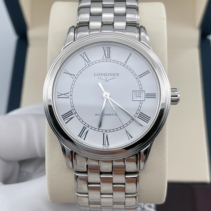 盒证[9.8新]浪琴军旗系列钢自动机械手表40MM男表L4.984.4.21.6