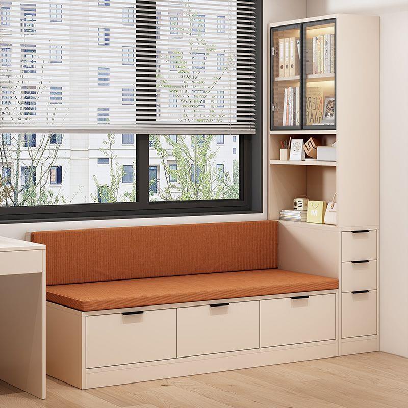 简约阳台储物柜靠墙卡座柜子一体小户型沙发书柜卡座地台组合柜子