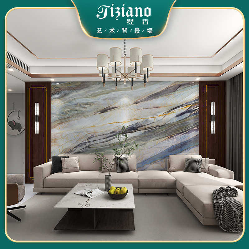 电视背景墙新中式别墅挑空复式现代简约沙发背景墙实木红木边框,家装主材,岩板,淘宝优惠券,粉丝福利购,淘宝优惠卷