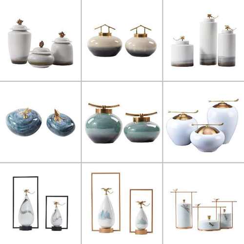 厂家直销新中式样板房陶瓷储物罐摆件客厅玄关柜装饰品博古售楼处