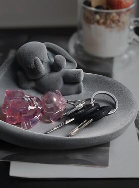 直销新款轻奢植绒小飞象钥匙收纳摆件客厅桌面首饰盘入户玄关家居