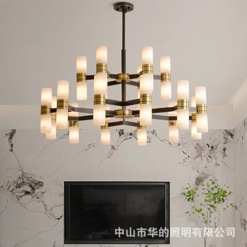 新中式客厅云石吊灯现代简约卧室餐厅灯轻奢设计师卧室书房灯具