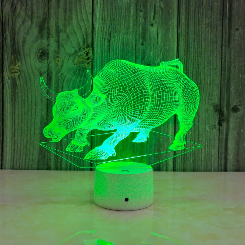七彩牛3d小夜灯桌面装饰创意触控台灯现代简约客厅吧台酒吧氛围灯