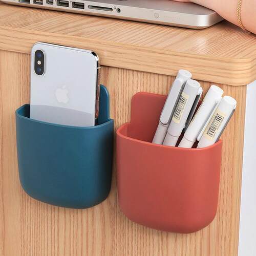 Wall-mounted remote control storage box with a no-drill phon