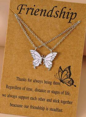2 Best Friend Butterfly Necklaces BFF Friendship Necklace fo
