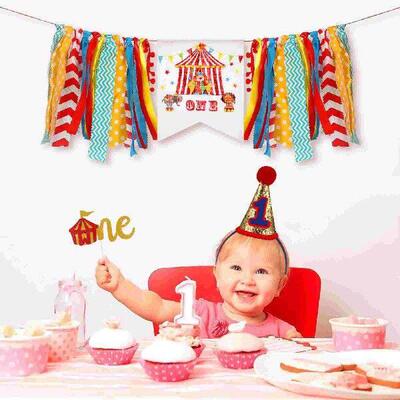 1st Birthday Party Supplies Cake Flag and Hat Banner First