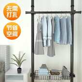 衣架落地杆挂衣家用卧室置物架简易顶天立地阳台晾衣收纳折叠