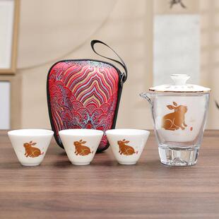 旅行茶具套装 收纳包一壶三杯户外旅游小套快客杯随身泡茶壶 便携式