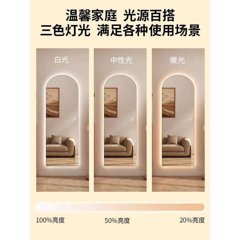 Tled全身镜贴墙壁挂穿衣镜智能带灯试衣镜玄关家用落地装饰镜ins