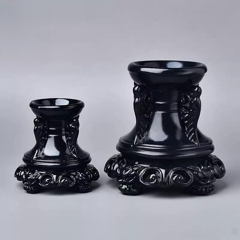 高脚蛋雕高档水晶球底座木质树脂工艺品文玩芦雕花底座托装饰加拍