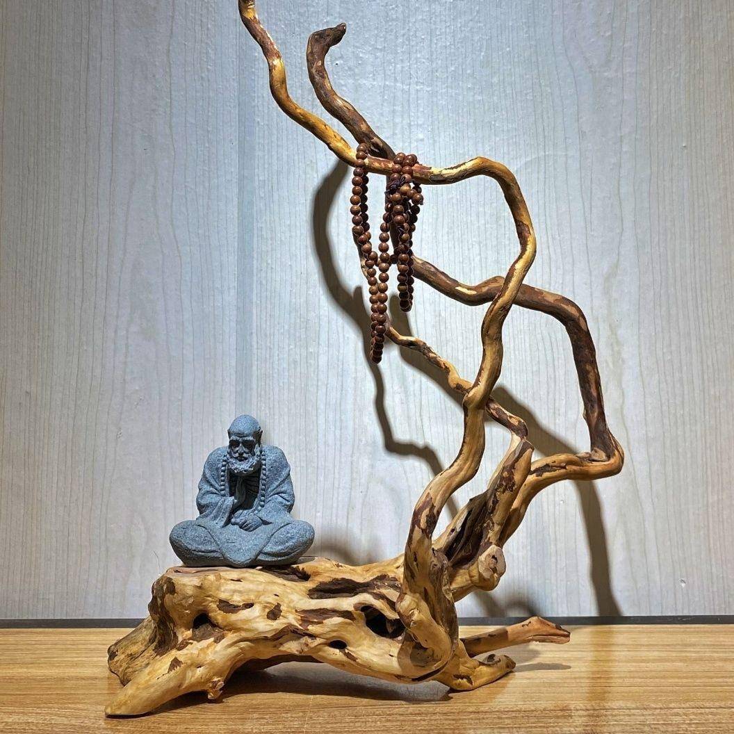 化柏树玄根木雕根雕摆件天然风木枯木禅意关家居客崖厅挂TKO串树