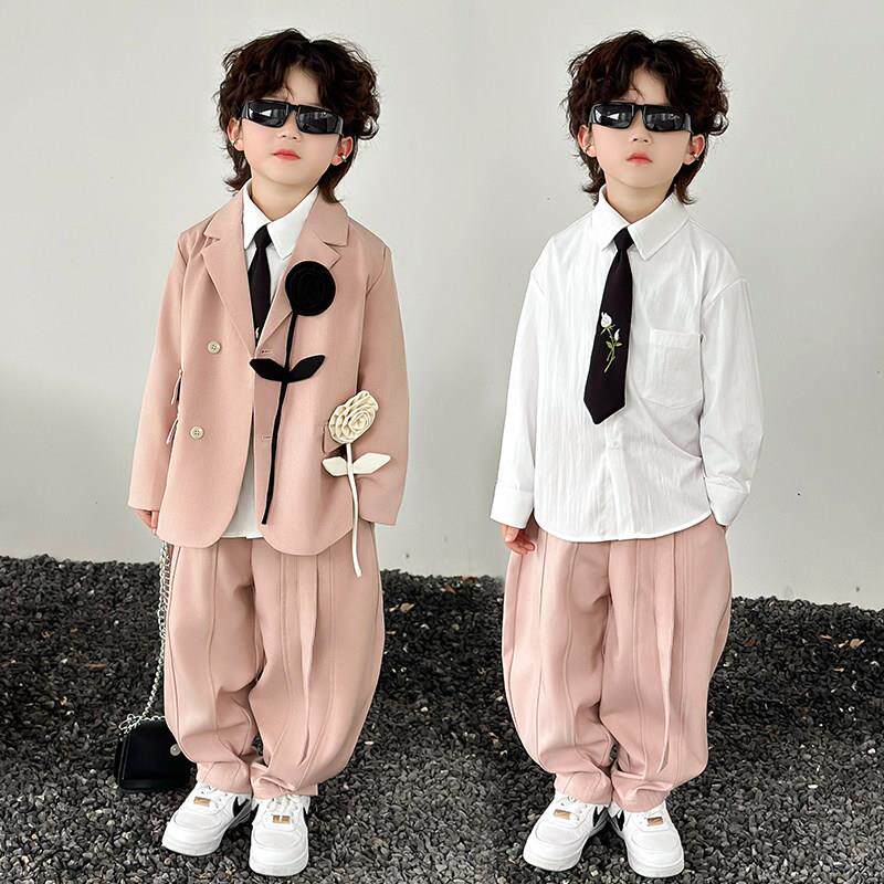 男童西装套装2025春季新款韩版休闲 儿童西服痞帅男孩走秀演出服