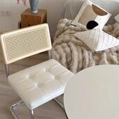 法式 家用白色餐桌椅轻奢高级感瓦西里中古椅子 奶油风餐椅2024新款