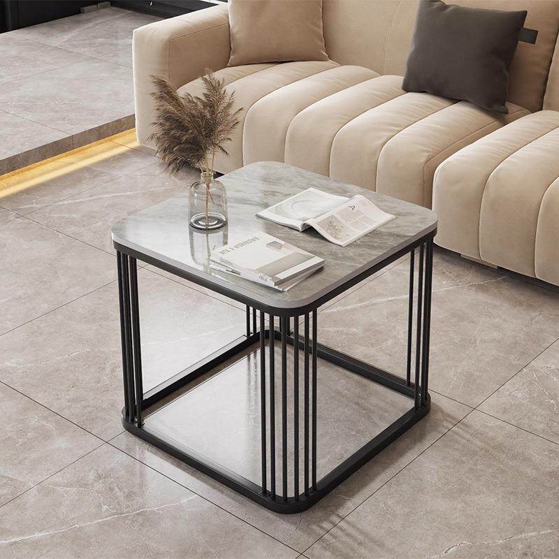 正方形岩板茶几客厅家用角几边几出租屋小户型阳台小方桌沙发茶桌