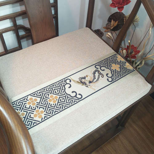 红木椅子坐垫四季亚麻新中式家用餐椅沙发圈椅太师椅可拆洗防滑垫