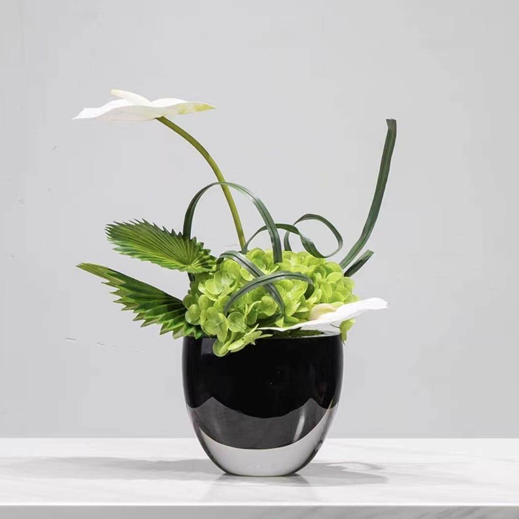 青蓝花艺酒店售楼部洽谈桌仿真花样板房客厅茶几绿植摆件真