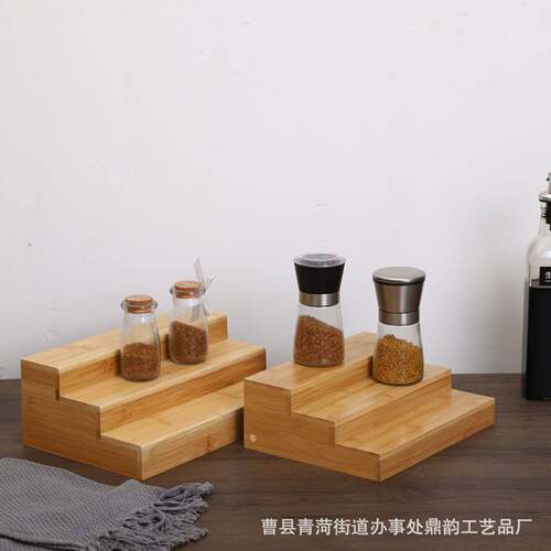 竹DY241001制调示料架厨房品调味阶梯收纳架儿童玩具展梳妆罐台面