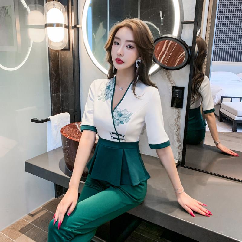 足浴技师工作服秋冬2025新款足疗工服遮肚子养生馆按摩师裤子套装