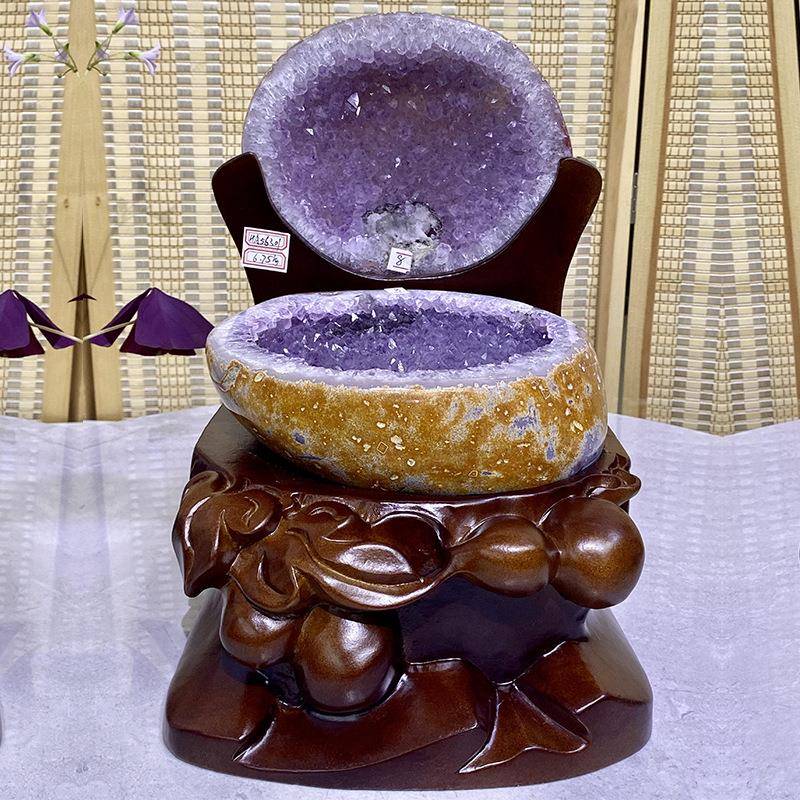 厂家天然 巴西玛瑙紫晶聚宝盆摆件晶簇紫水晶簇紫晶工艺品