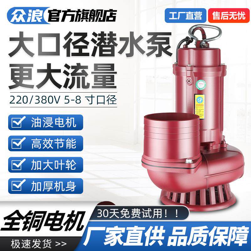 大口径潜水泵5寸6寸8寸大流量220V380V鱼塘农田灌溉抽水泵抽水机