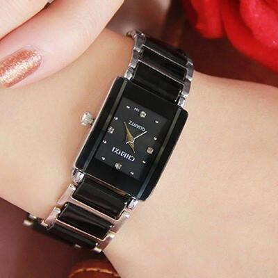 Fashion Rectangle Watch Women White Simulated Ceramics Watch