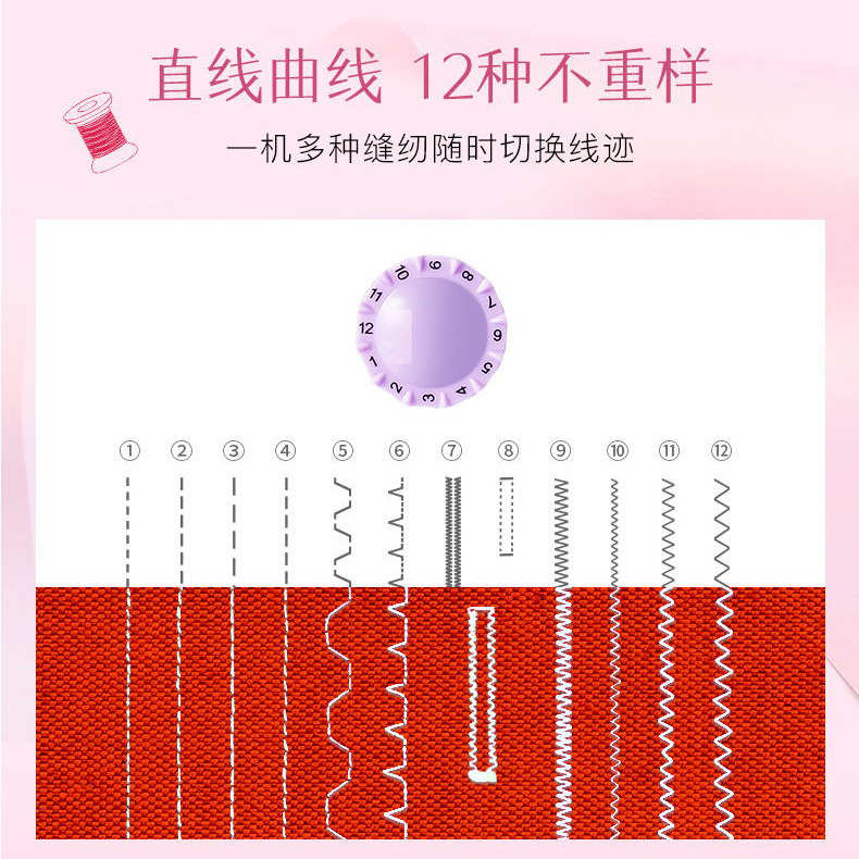 9V7T505缝纫机家用全自动小型电动脚踏多功能锁边机迷你裁缝