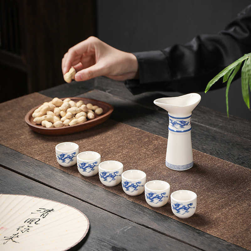 中式陶瓷酒具套装仿古酒具酒杯白酒酒具清酒一壶六杯白酒杯酒壶,餐饮具,酒具套件,淘宝优惠券,粉丝福利购,淘宝优惠卷